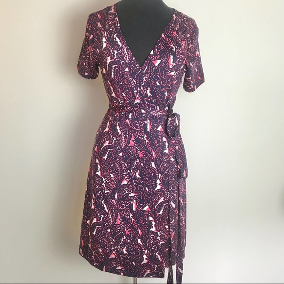 JustFab Blue & Pink Paisley Wrap Dress - Picture 2 of 7